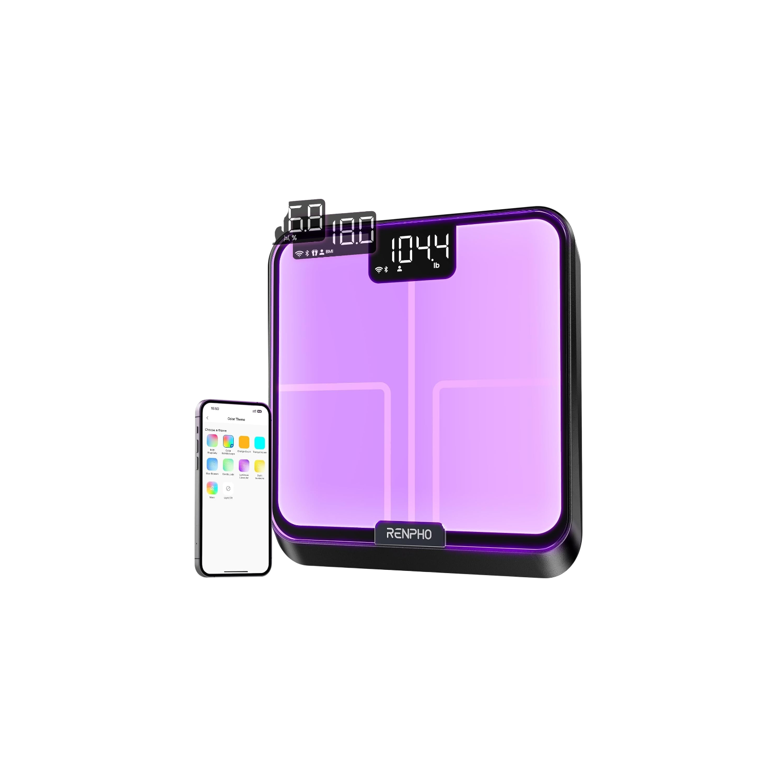 Renpho Smart Scale with RGB Lighting Color Changing, Chroma Aspire
